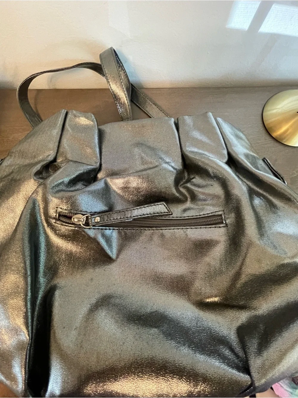 Elle Metallic Black Bow Shoulder Bag